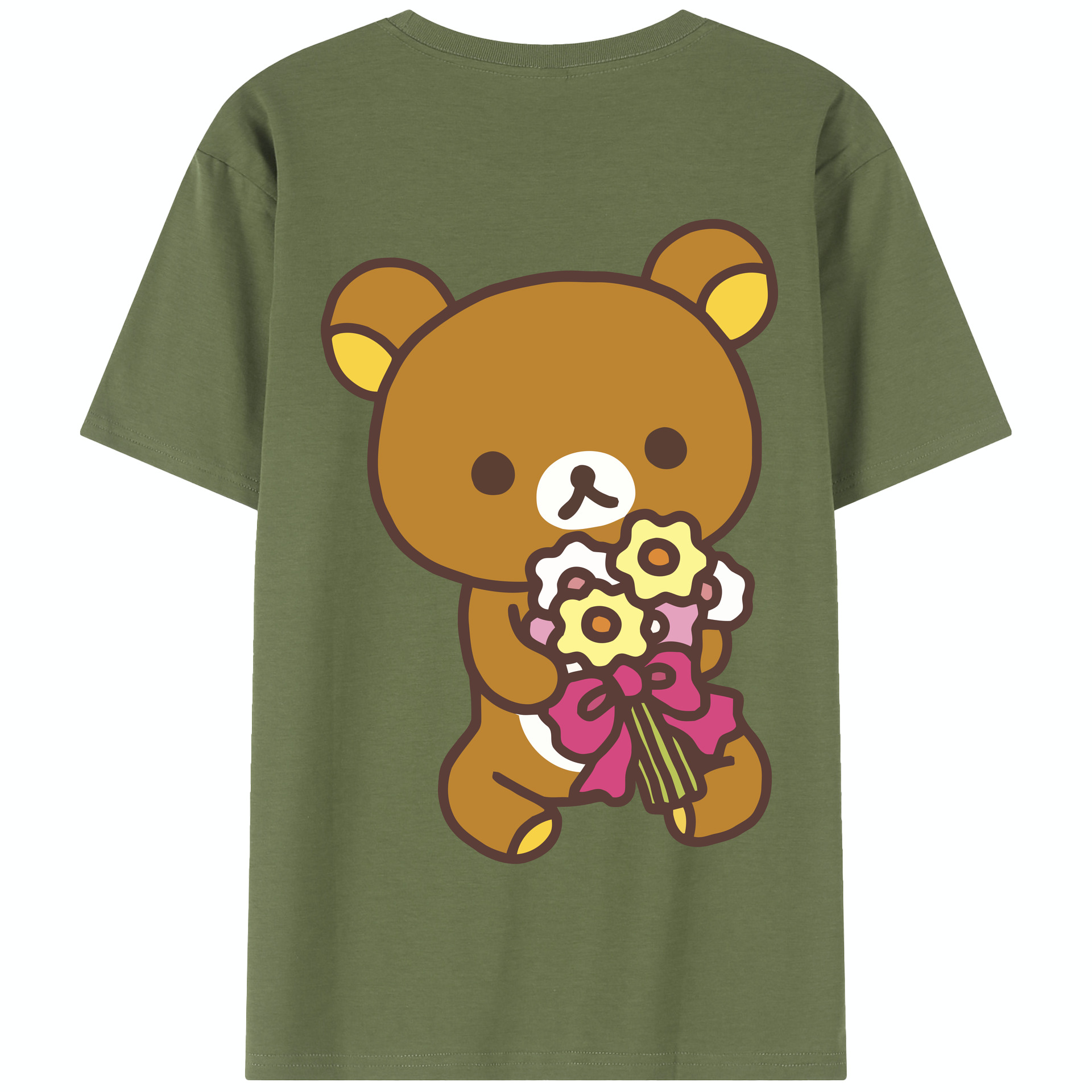 （画像用） リラックマ リラックマ キイロイトリ Rilakkuma Korilakkuma Kiiroitori 綿100％半袖Tシャツ（背面プリント）